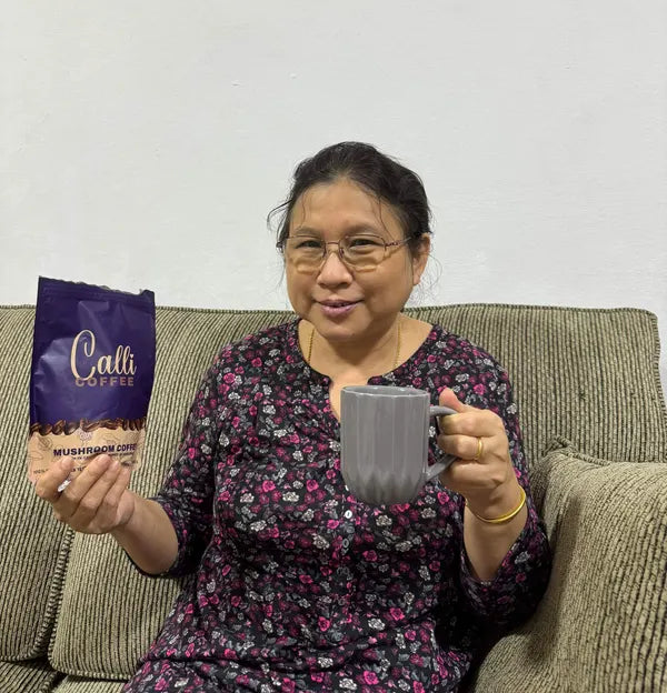 Farhanah with a pouch of Calli coffee